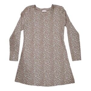 Pink Lily Women's XS Beige Leopard Pattern Long Sleeve Pullover Top Blouse